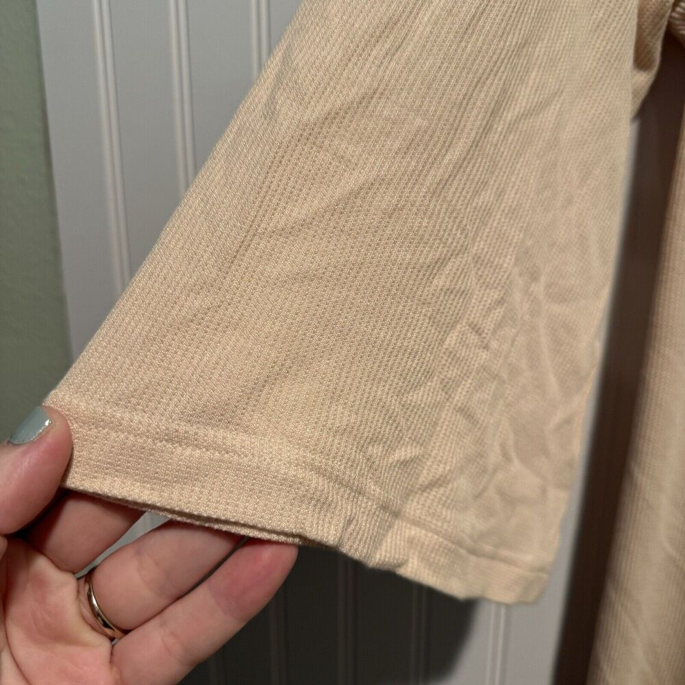 Caden Lane Waffle Bamboo Knit Maternity Robe Oatmeal One Size - Picture 4 of 8